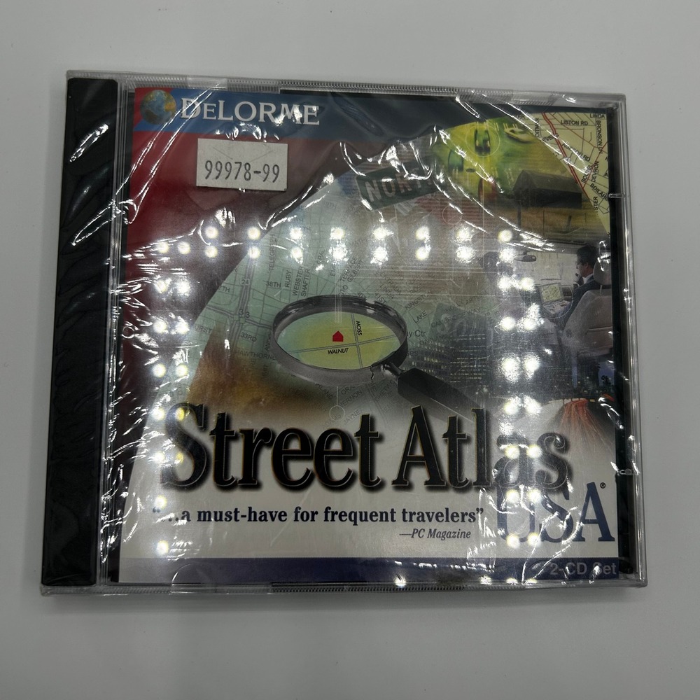 DeLorme Street Atlas USA Version 8.0 2-CD Set Factory Sealed Vintage PC Software
